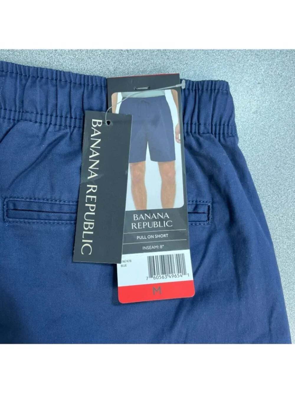 NWT Banana Republic Men's M Pull-On Chino Shorts Blue Elastic Waist